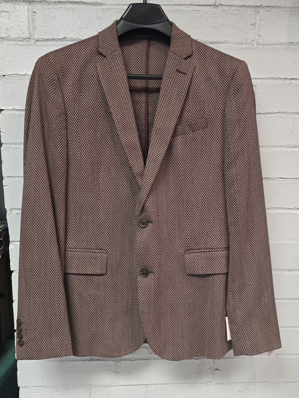 Men's J. Ferrar Brown Herringbone Blazer-Slim Fit.  Size M 38/40 R. NWT.